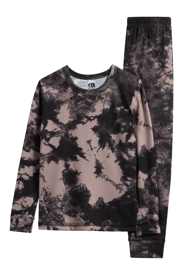 Kids' Camo Print Fitted Pajamas, Main, color, GREY/ BLACK TIE DYE