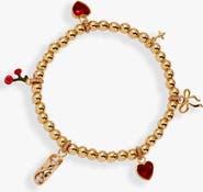Alex and Ani There Cannoli Be You' Bow & Heart Beaded Charm Stretch Bracelet