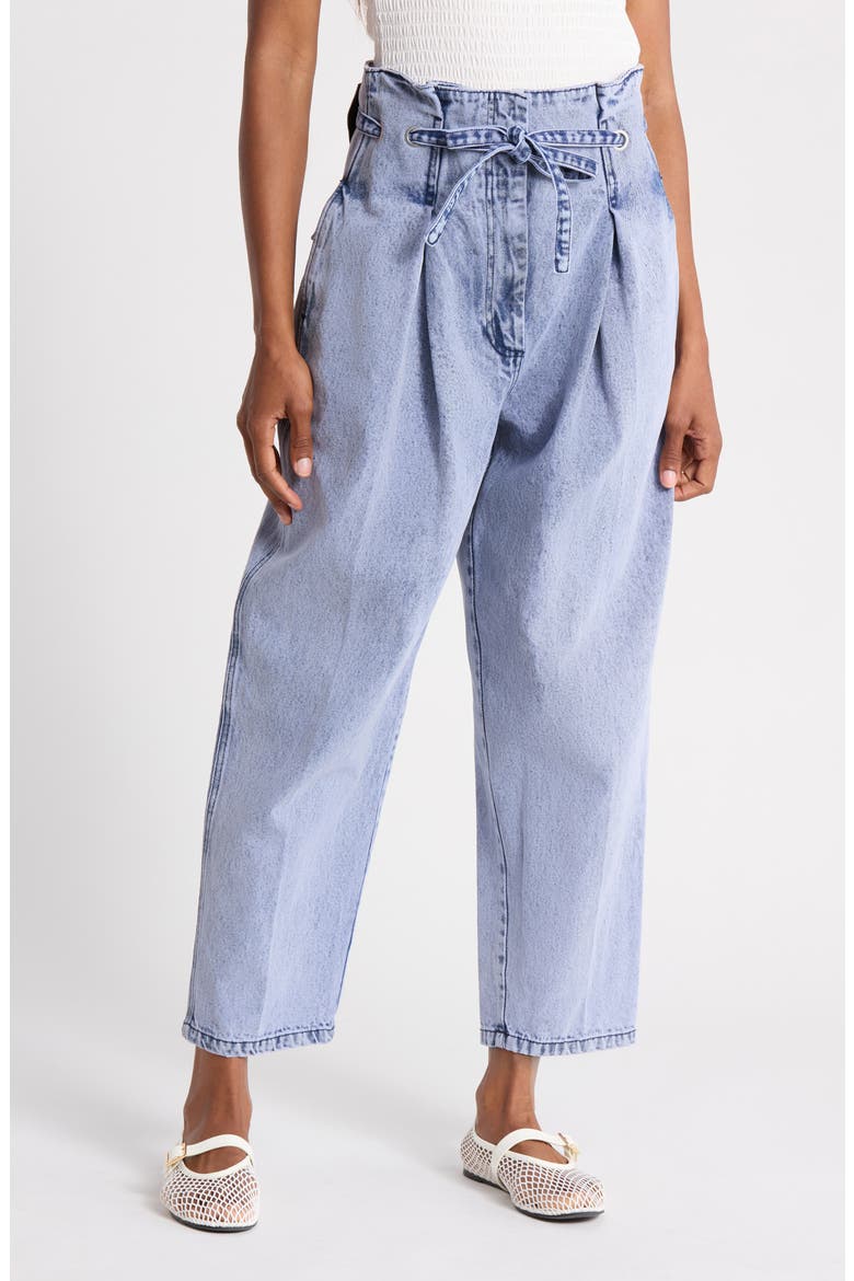 Origami Drawstring Denim Pants, Main, color, PERIWINKLE