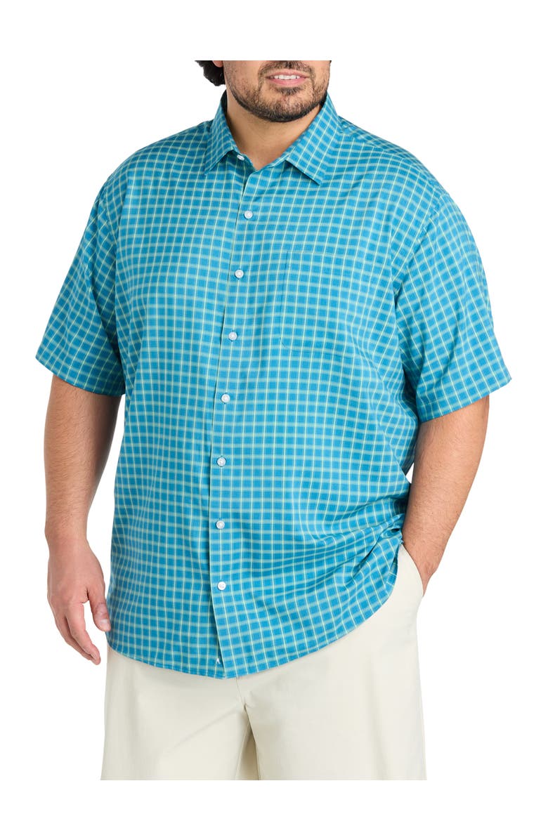 Harbor Bay by DXL Big & Tall Microfiber Plaid Sport Shirt V2, Main, color, Navy