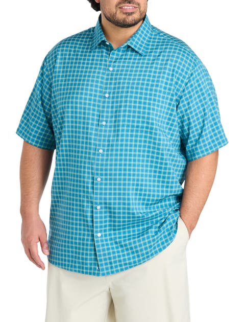 Big & Tall Microfiber Plaid Sport Shirt V2