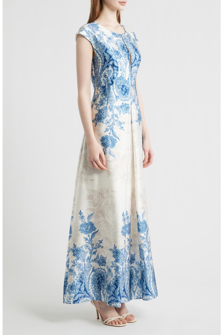 Paisley Floral Satin Maxi Dress, Alternate, color, BLUE MULTI