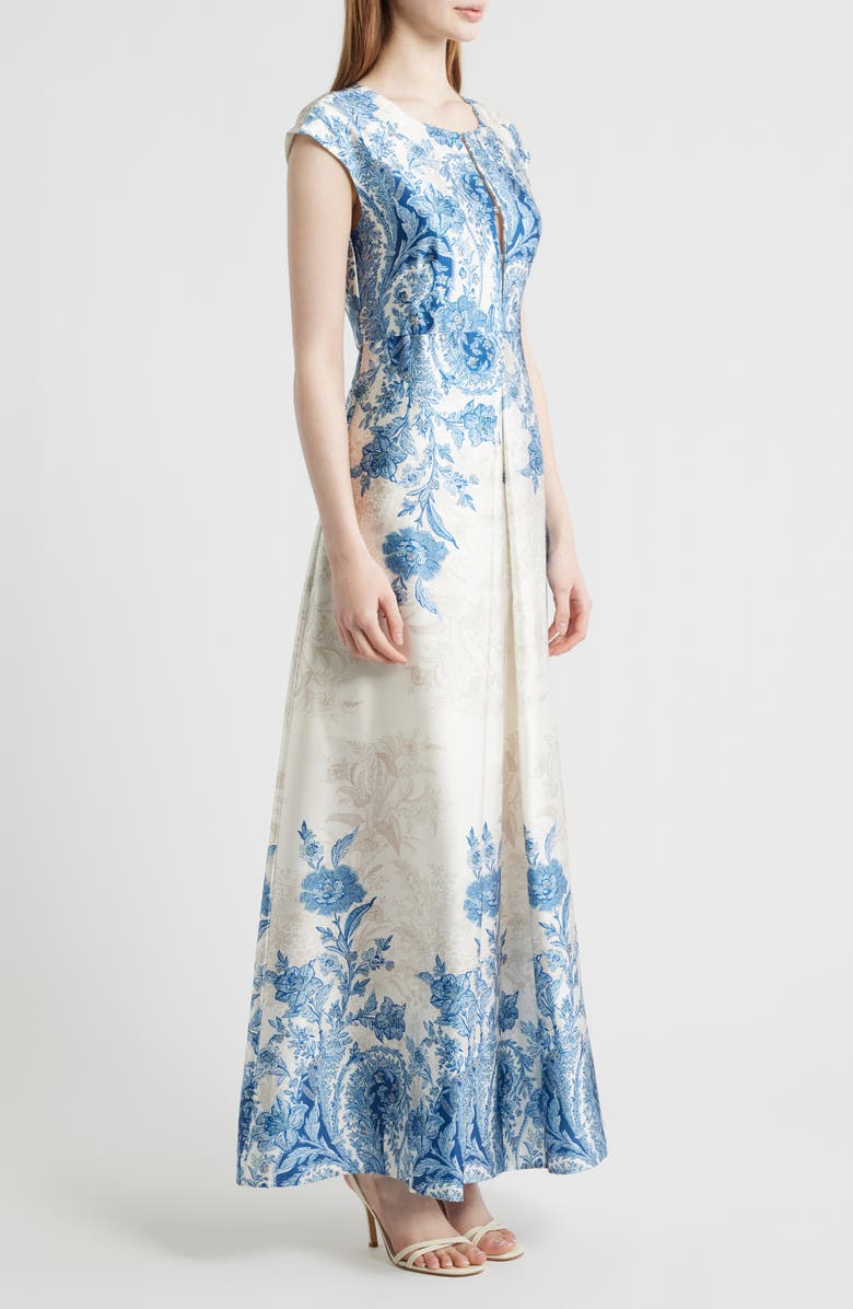 Vince Camuto Paisley Floral Satin Maxi Dress, Alternate, color, Blue Multi