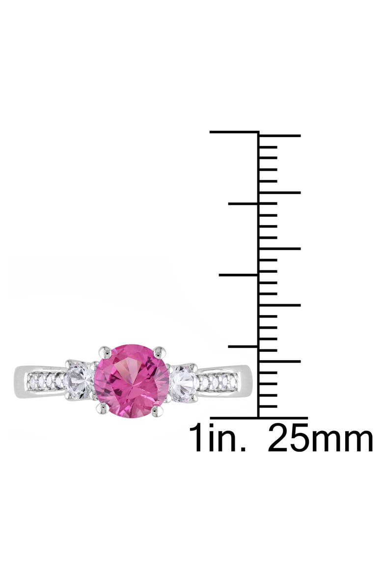 Created Sapphire & Diamond 3-Stone Ring, Alternate, color, Lab-Created Sapphire