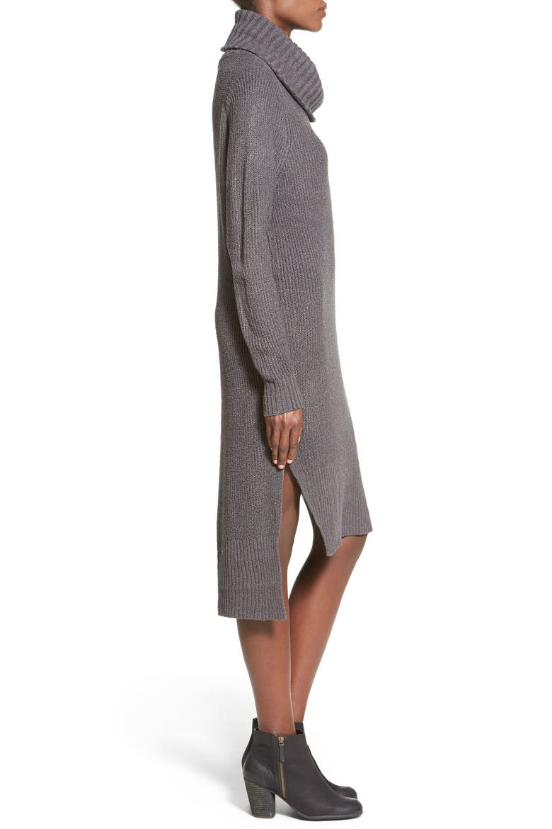 Cowl Neck Sweater Dress, Alternate, color, CHARCOAL