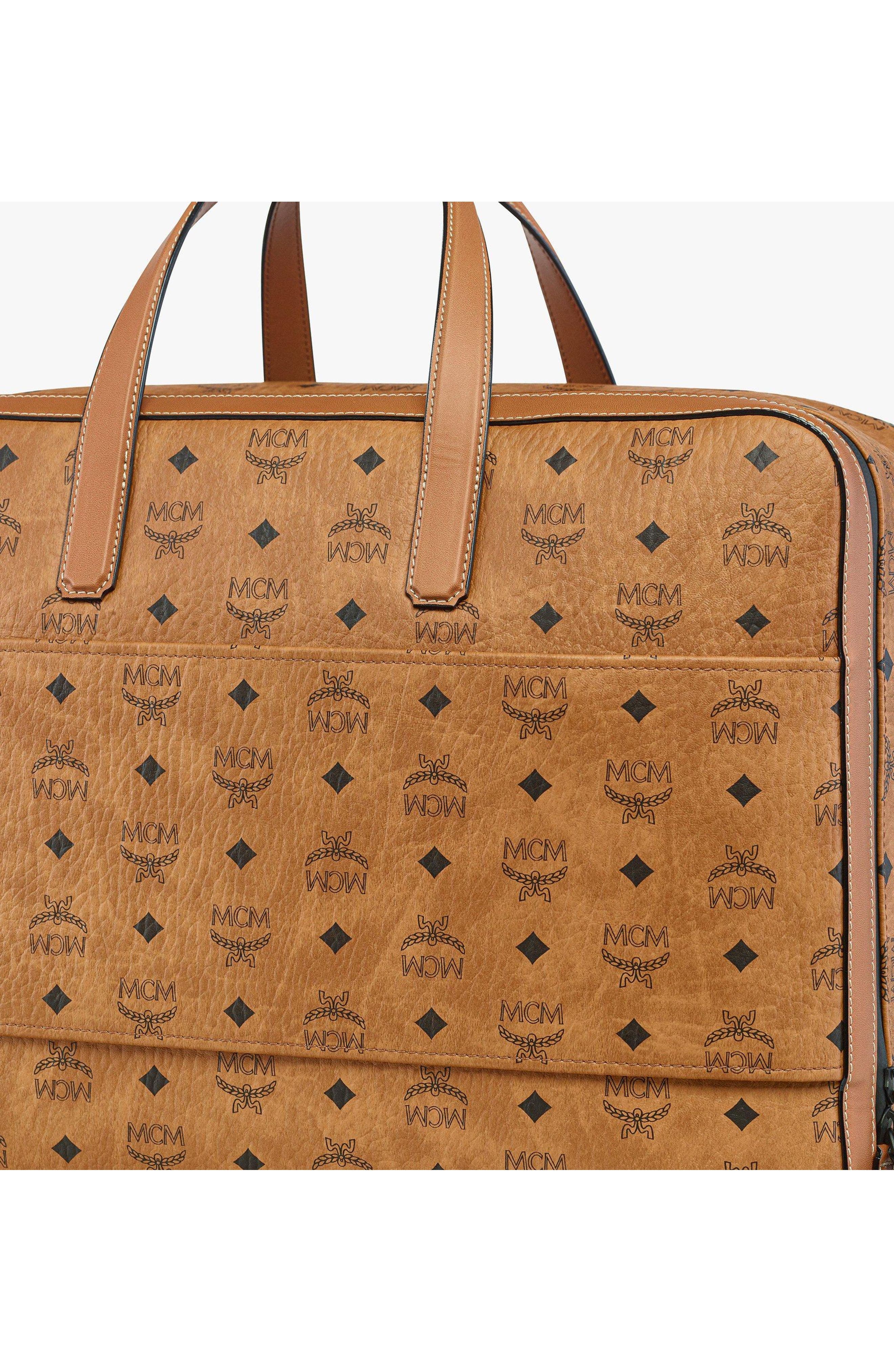MCM Ottomar Garment Bag in Visetos, Alternate, color, Cognac