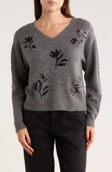 Gemma + Jane Floral Sequin V-Neck Sweater