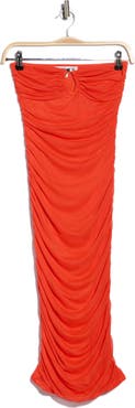 Madden Girl Strapless Ruched Mesh Body-Con Dress