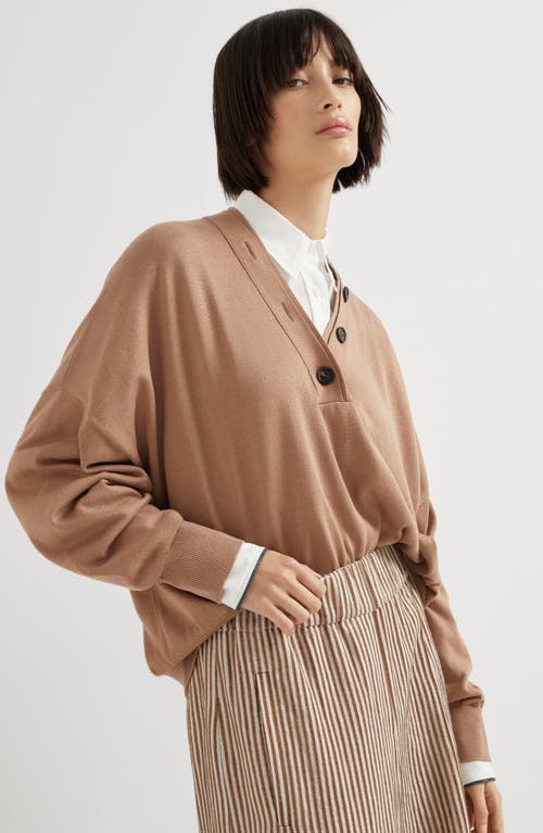 Brunello Cucinelli Cotton Sweater In Rust Brown