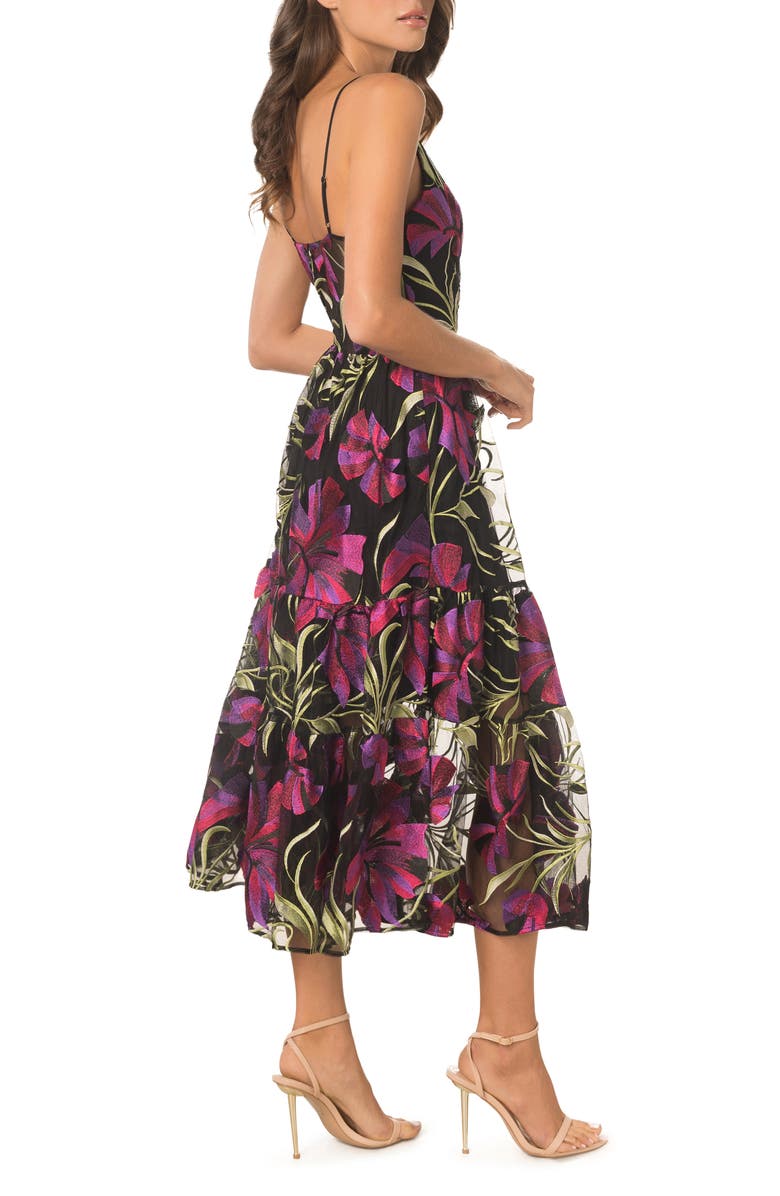 Dress the Population Paulette Floral Embroidered Fit & Flare Midi Dress, Alternate, color, 
