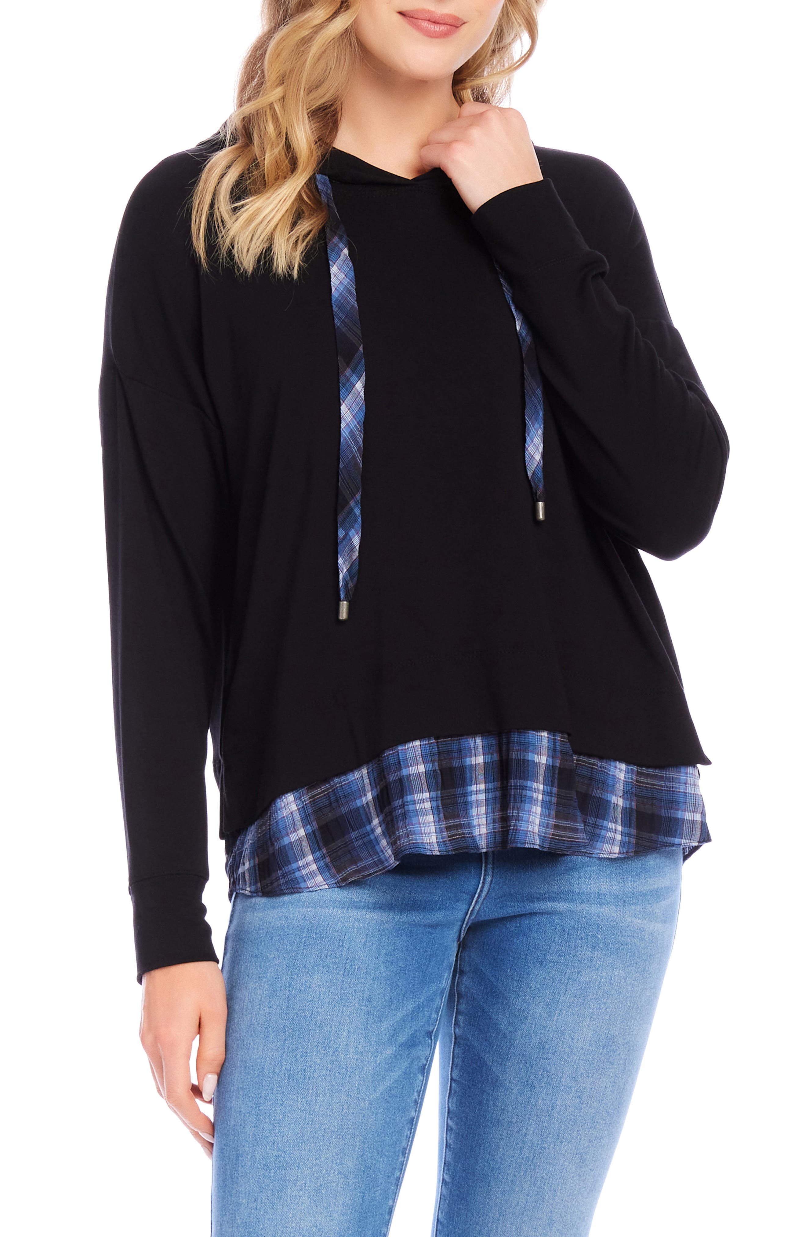 Karen Kane Contrast Hem Hoodie