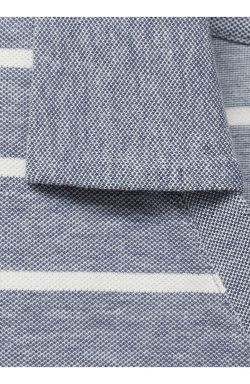 Mango Stripe Crop Polo In Gray