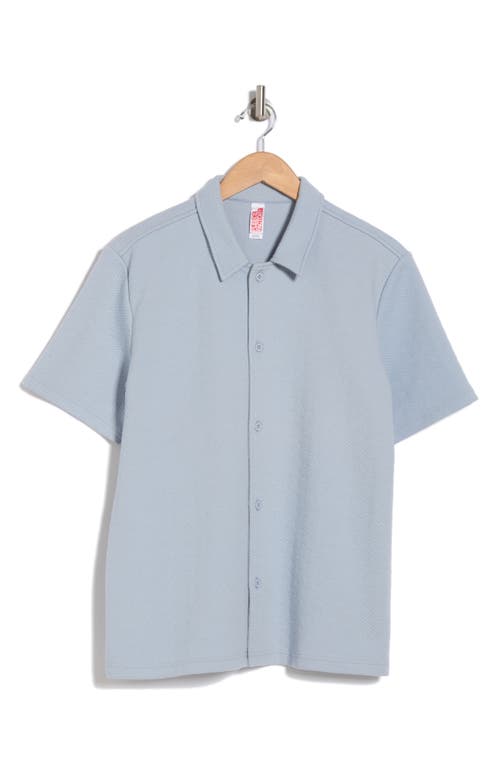 Fleece Factory Diamond Jacquard Short Sleeve Button-down Shirt In Zen Blue