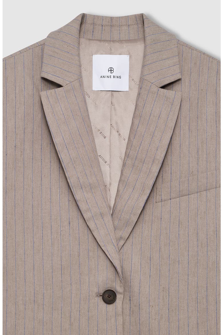 Quinn Pinstripe Blazer, Alternate, color, Taupe & Blue Pinstripe