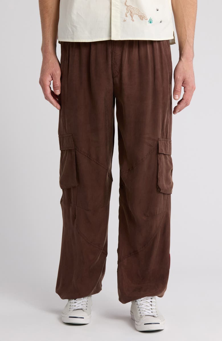 JUNGLES Cupro Blend Cargo Pants, Main, color, Brown