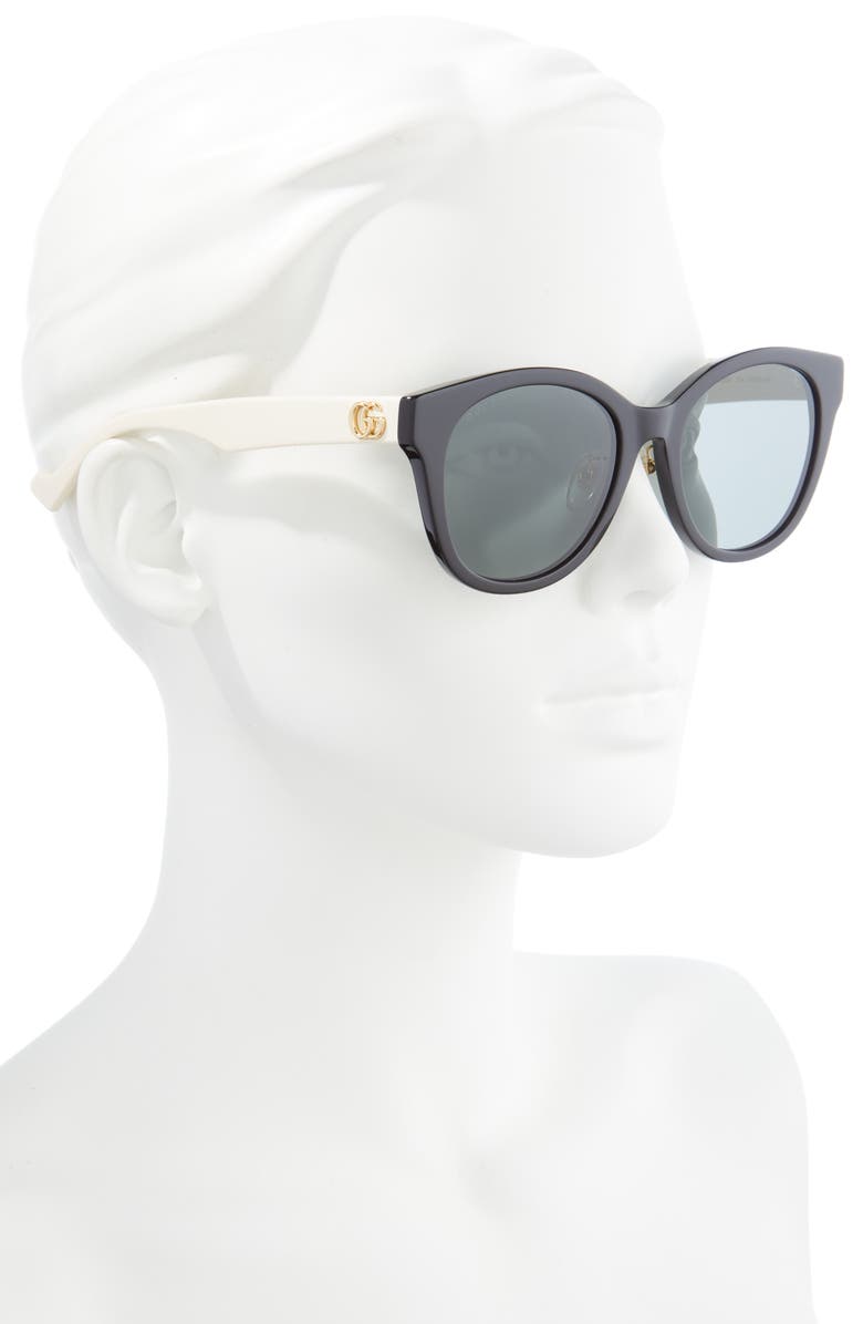 Gucci 56mm Solid Square Sunglasses, Alternate, color, Black/ Cream
