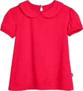 CITY THREADS Girls Soft 100% Cotton Jersey Peter Pan Collar Short Sleeve Puff Tee