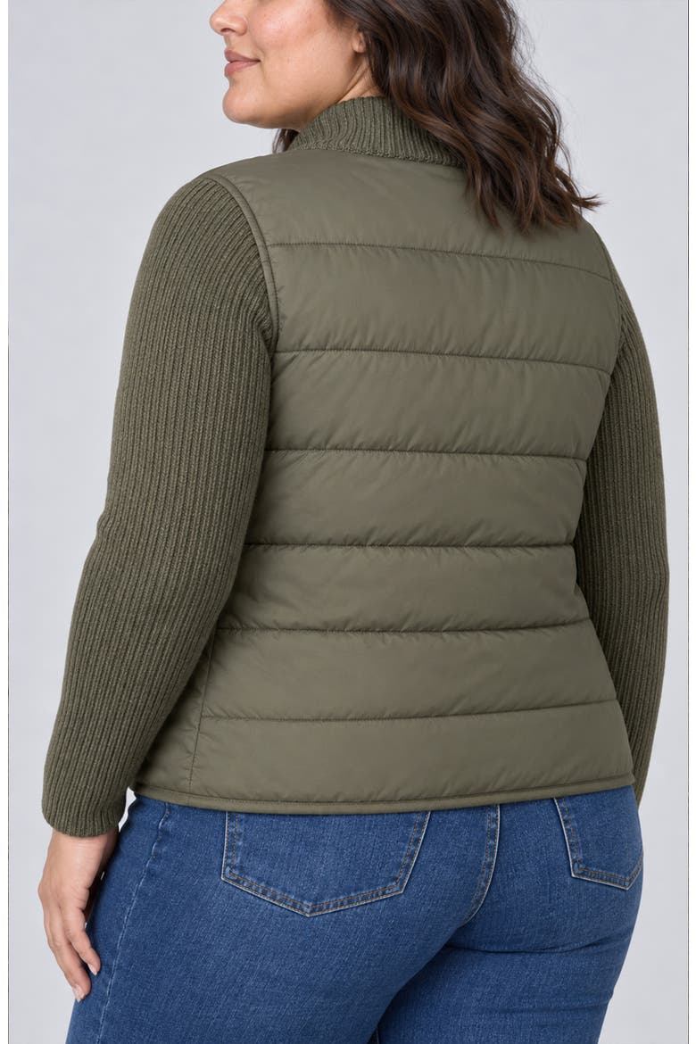 Quilted Cable Knit Sweater Jacket, Alternate, color, HEATHER OLIVE
