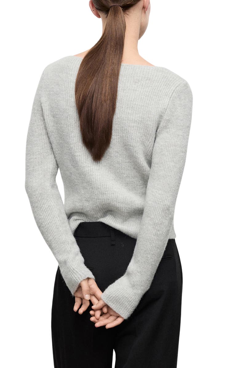 MANGO Boat Neck Rib Sweater, Alternate, color, Grey
