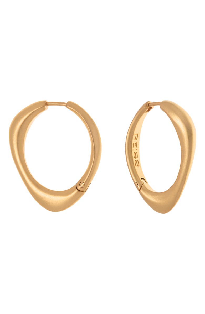 Reiss Sofia Smooth Curve Hoop Earrings, Alternate, color, Gold Tone