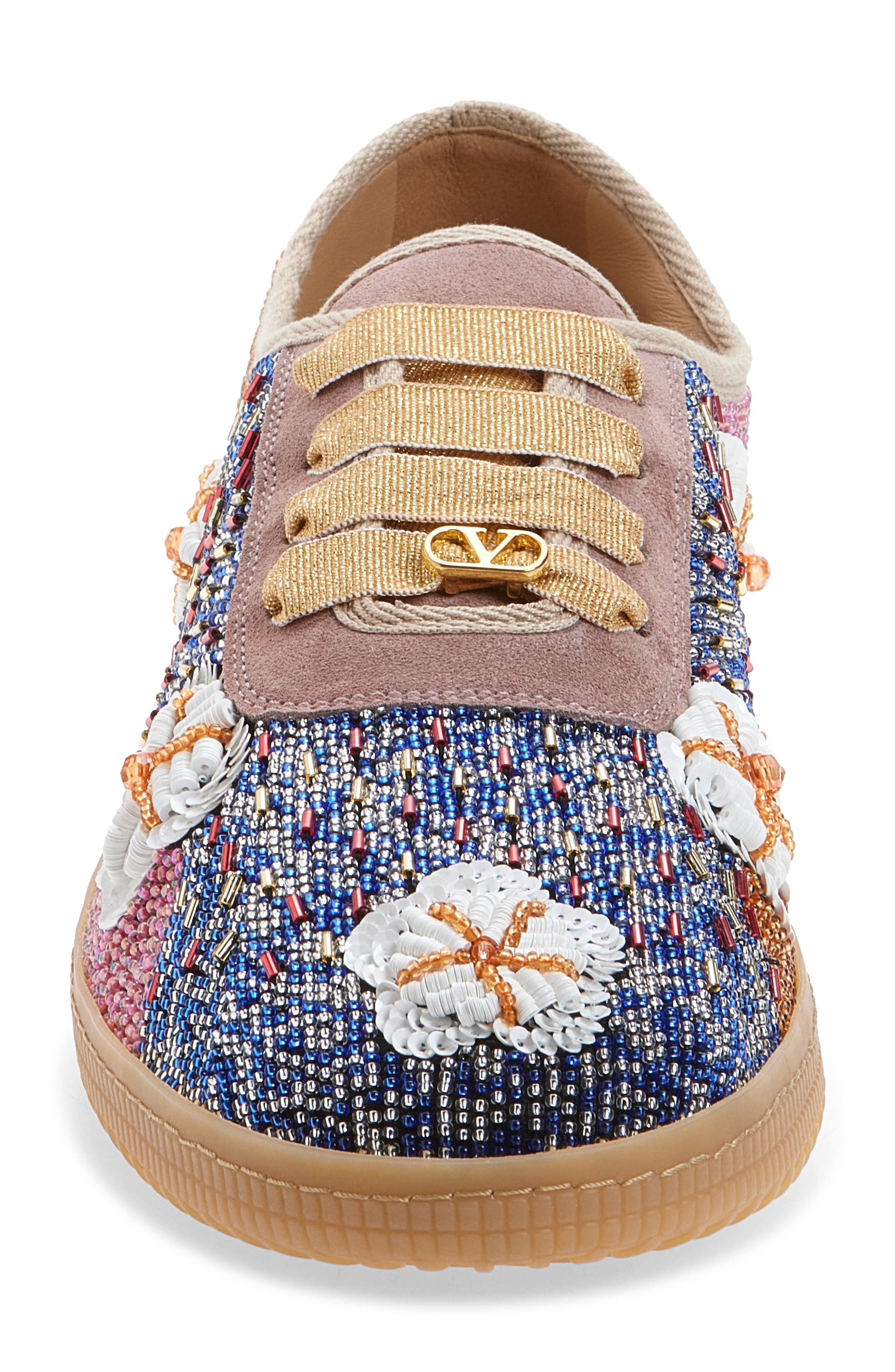 Valentino Garavani Cosmatesque Sequins & Floral Embroidery Sneaker, Alternate, color, Blue Multi