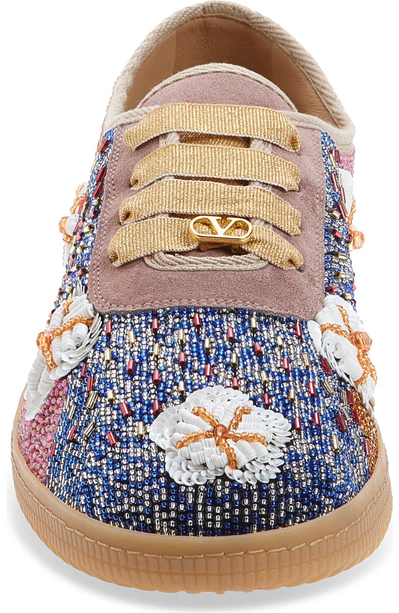 Valentino Garavani Cosmatesque Sequins & Floral Embroidery Sneaker, Alternate, color, Blue Multi