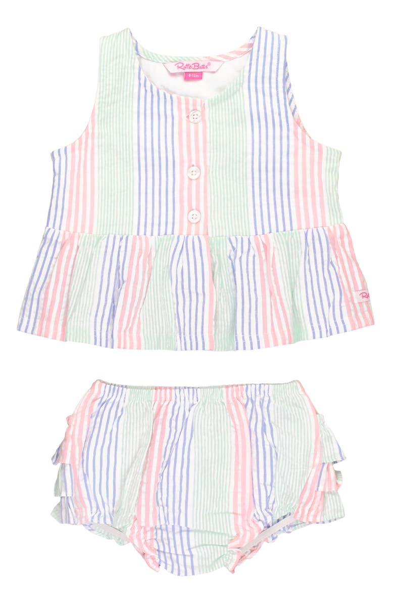 RuffleButts Kids' Stripe Swing Top & Bloomers, Main, color, 