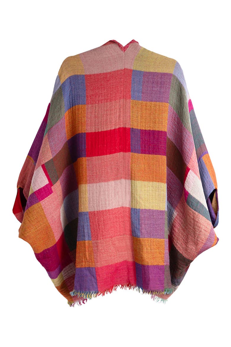 Rainbow Plaid Wool Ruana, Alternate, color, YELLOW MULTI
