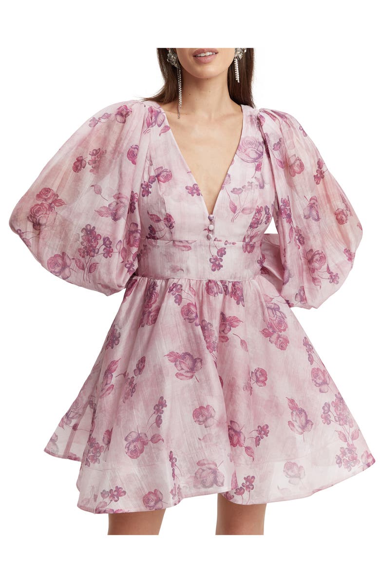 Bardot Eva Floral Long Sleeve Minidress, Alternate, color,