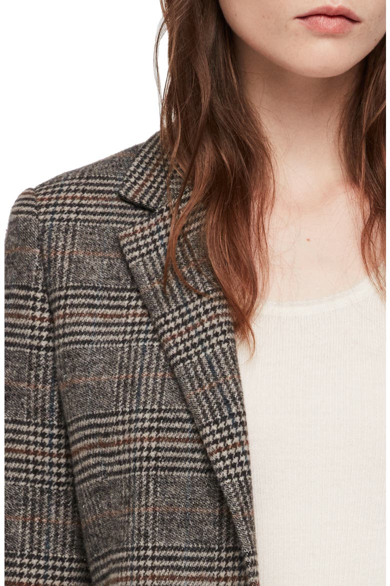 Indra Wool & Cotton Blend Check Coat, Alternate, color, CHARCOAL GREY