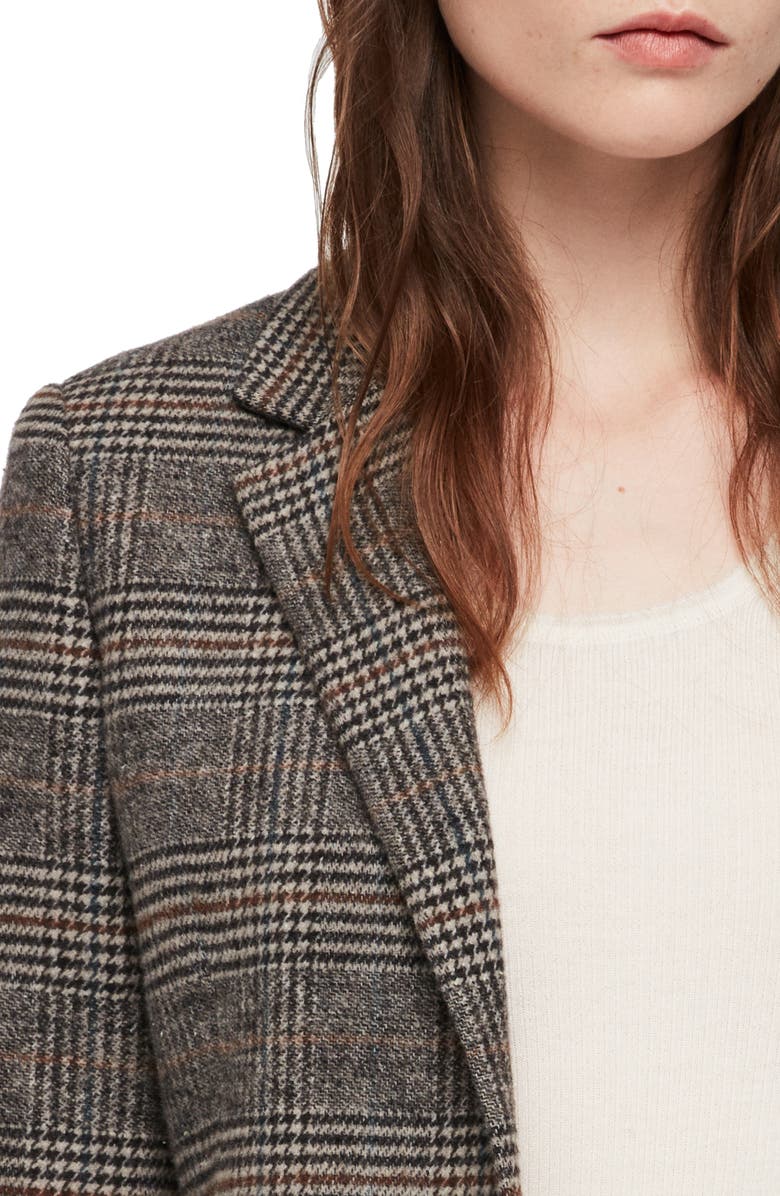 AllSaints Indra Wool & Cotton Blend Check Coat, Alternate, color, 