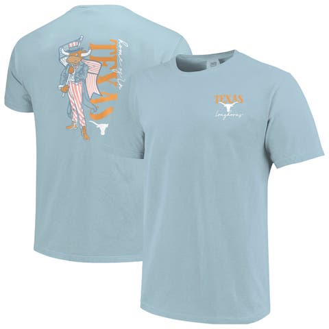 Women's Light Blue Texas Longhorns Americana Mascot Comfort Colors T-Shirt