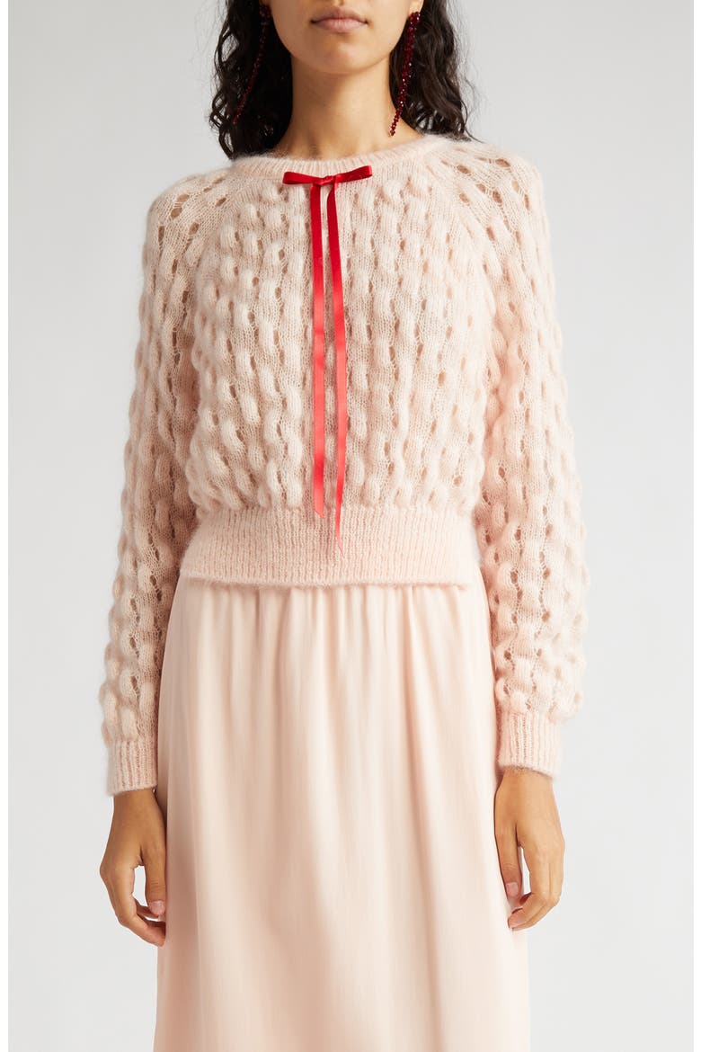 Bubble Knit Mohair Blend Sweater, Main, color, PEACH/ RED