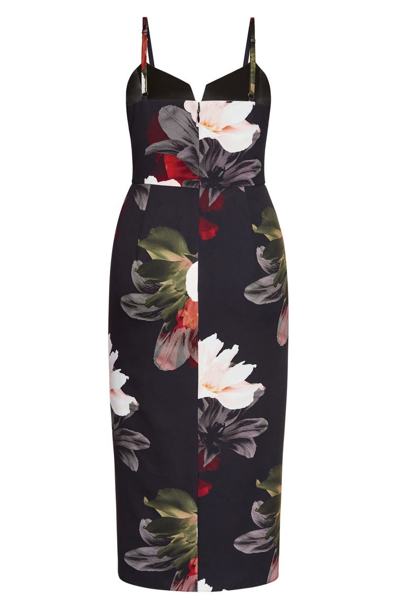 City Chic Pixel Floral Print Sleeveless Dress, Alternate, color, 