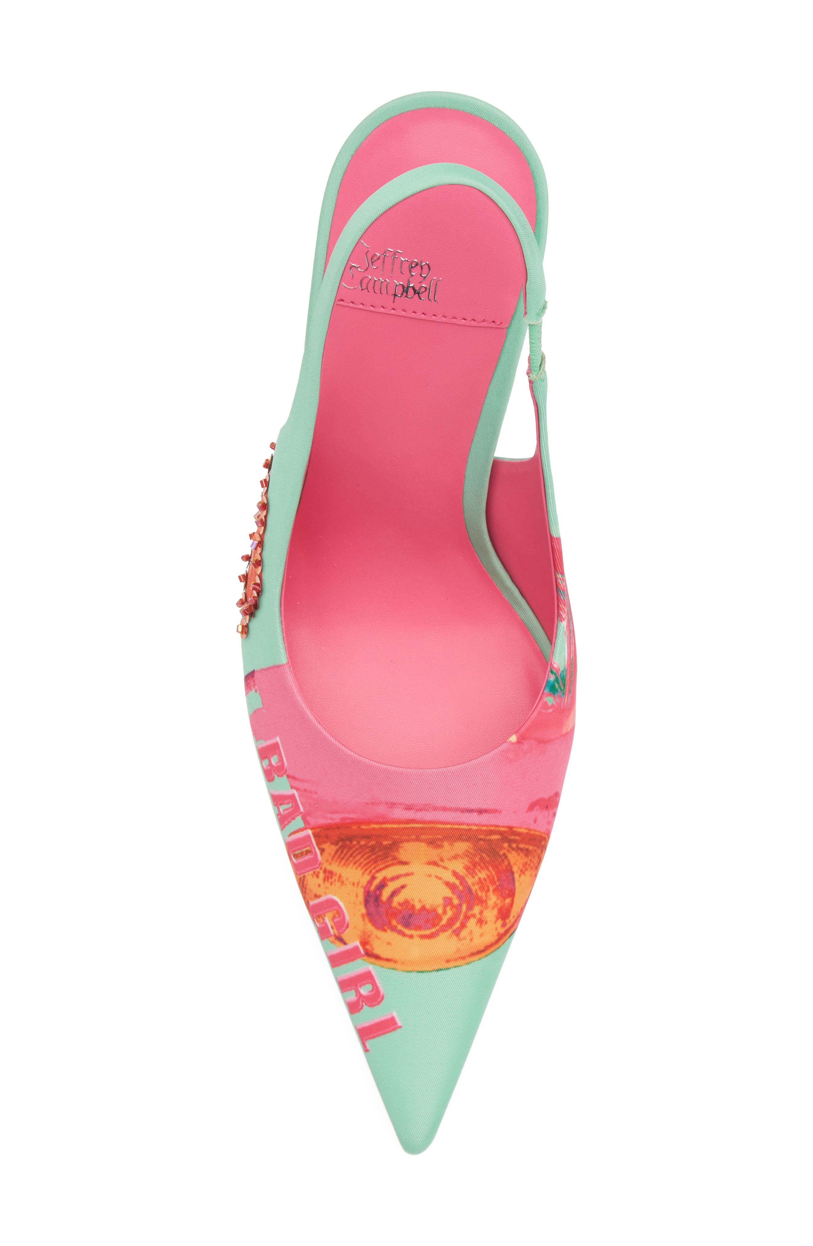 Jeffrey Campbell Surpass Slingback Pointed Toe Pump, Alternate, color, Green Bad Girl Combo