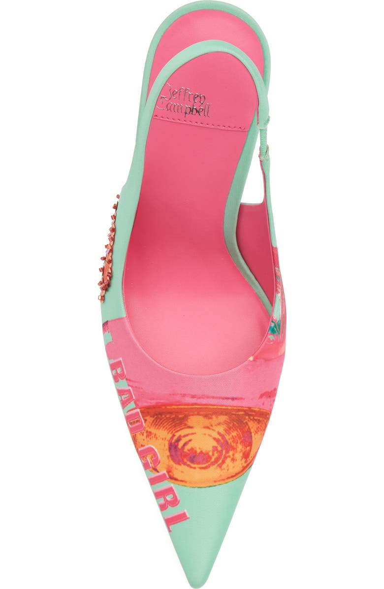 Jeffrey Campbell Surpass Slingback Pointed Toe Pump, Alternate, color, Green Bad Girl Combo