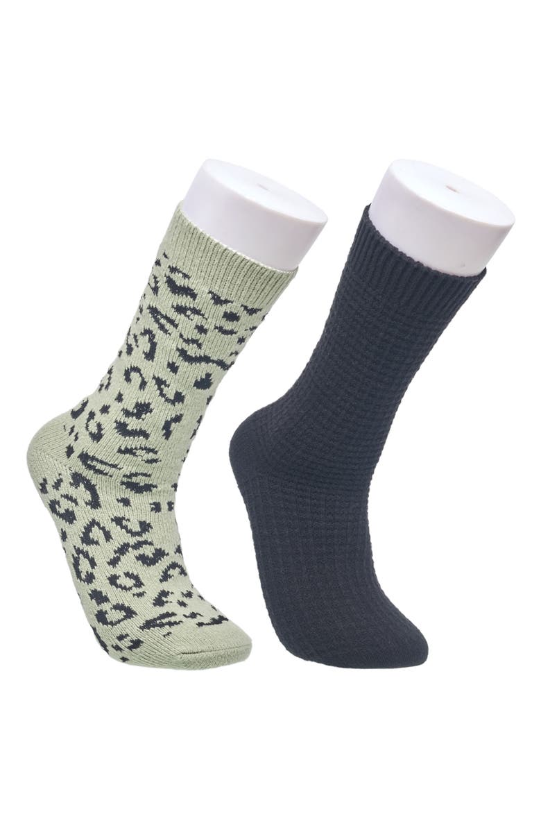 Ed Hardy Womens Leopard Slouchy Sock 2-Pack, Main, color, Olive Black