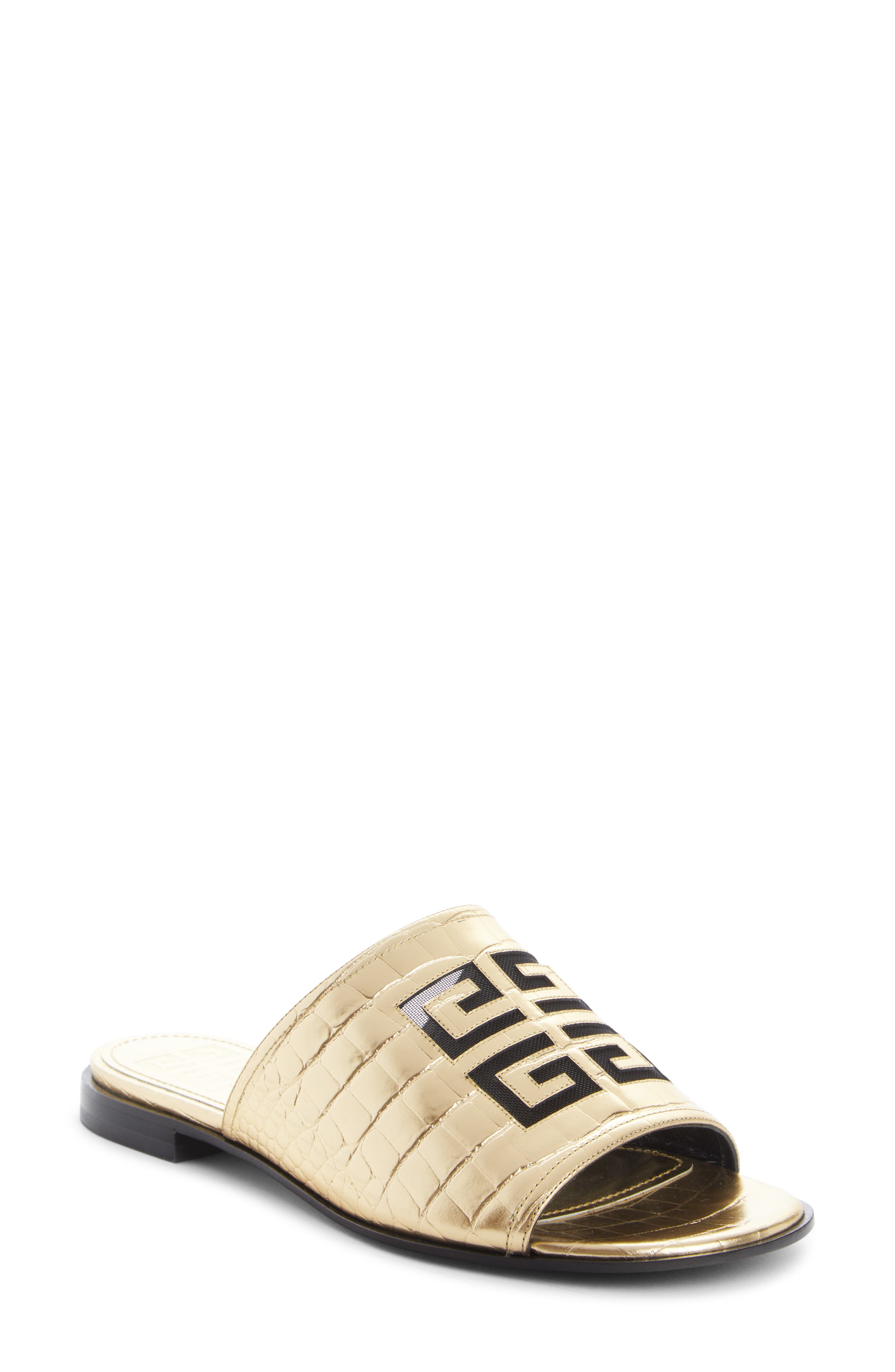 Givenchy Cutout 4G Logo Metallic Slide Sandal, Main, color, 