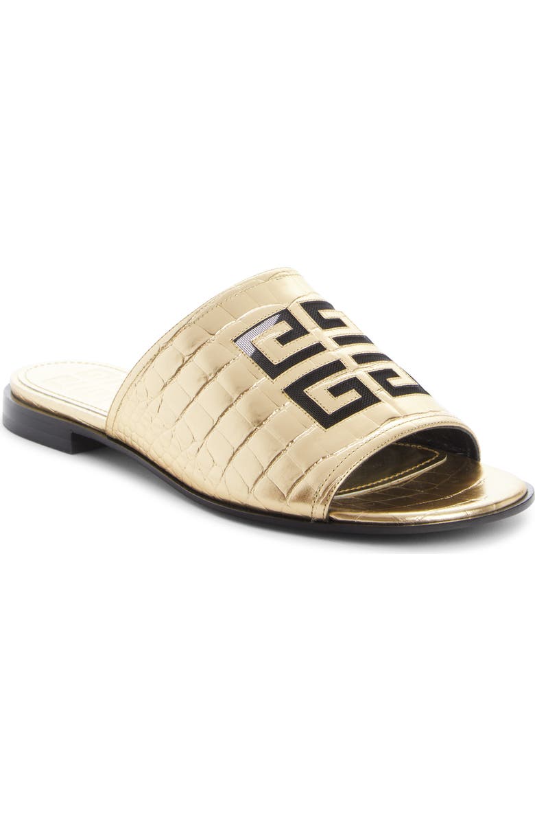 Givenchy Cutout 4G Logo Metallic Slide Sandal, Main, color,