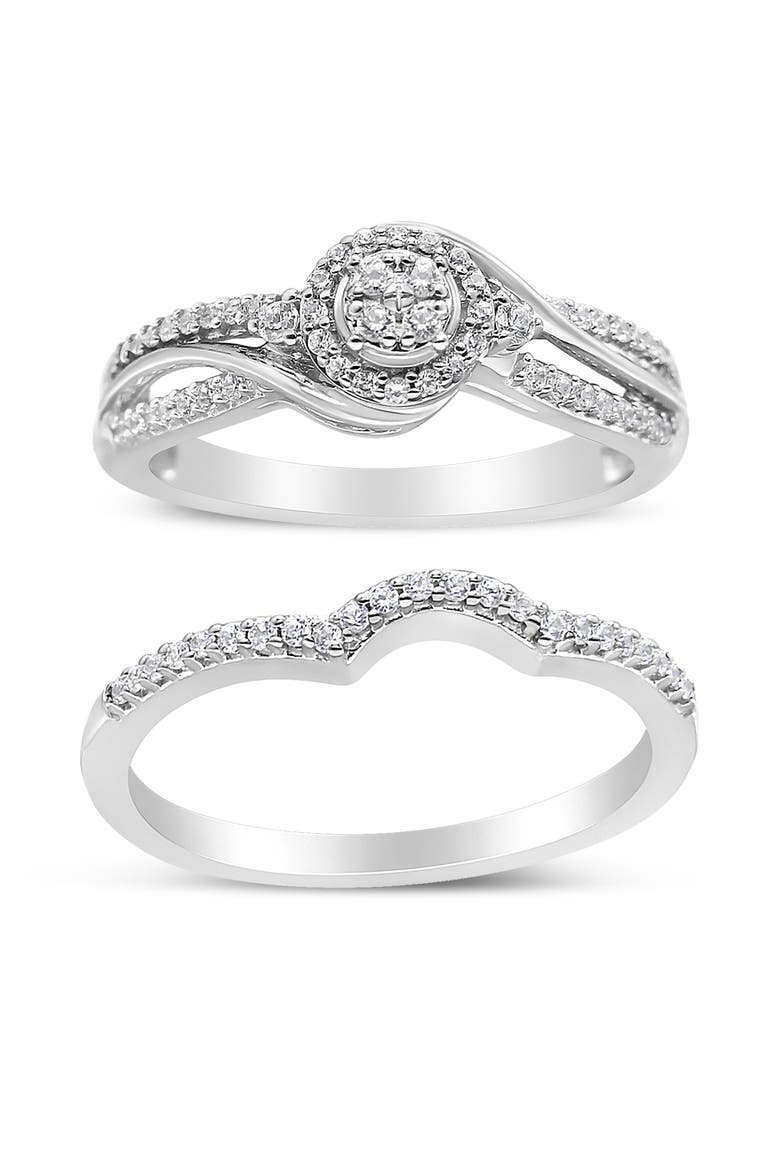 Silver 1/3 Cttw Diamond Bridal Set Ring and Band, Main, color, White