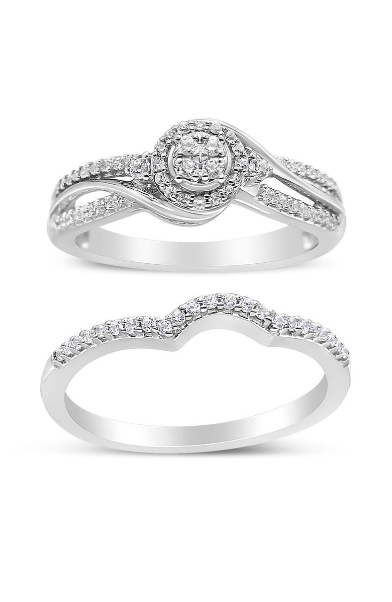Haus of Brilliance Silver 1/3 Cttw Diamond Bridal Set Ring and Band, Main, color, White