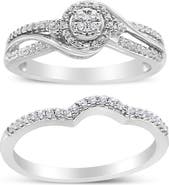 Haus of Brilliance Silver 1/3 Cttw Diamond Bridal Set Ring and Band
