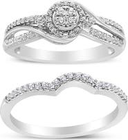 Haus of Brilliance Silver 1/3 Cttw Diamond Bridal Set Ring and Band
