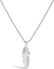 Haus of Brilliance 14K White Gold Diamond Accent Feather Pendant Necklace