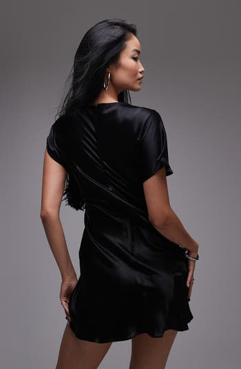 Cowl Neck Satin Minidress