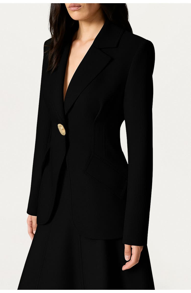 Nocturne Gold Accent Padded Shoulder Jacket, Alternate, color, Black