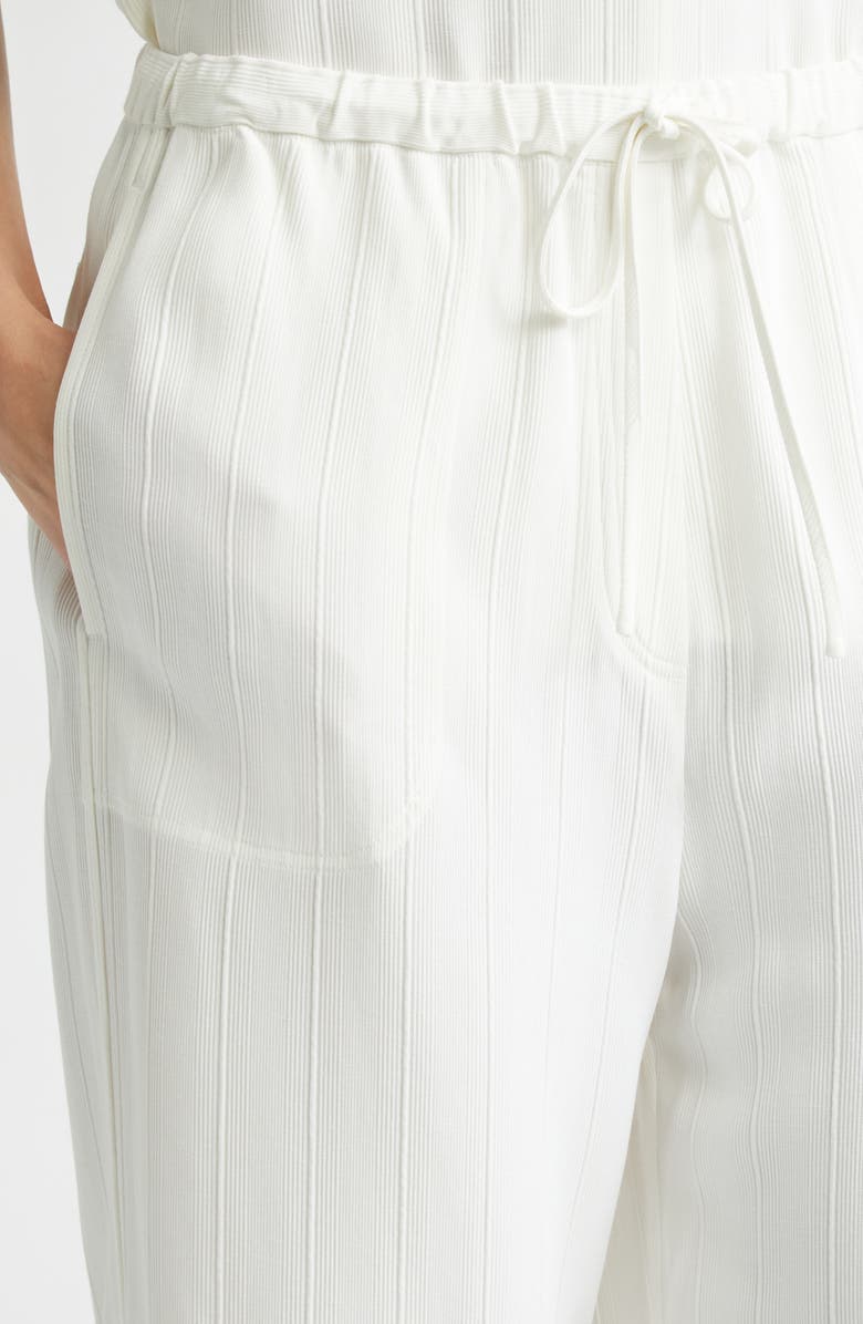 TOTEME Woven Stripe Drawstring Trousers, Alternate, color, Meringue