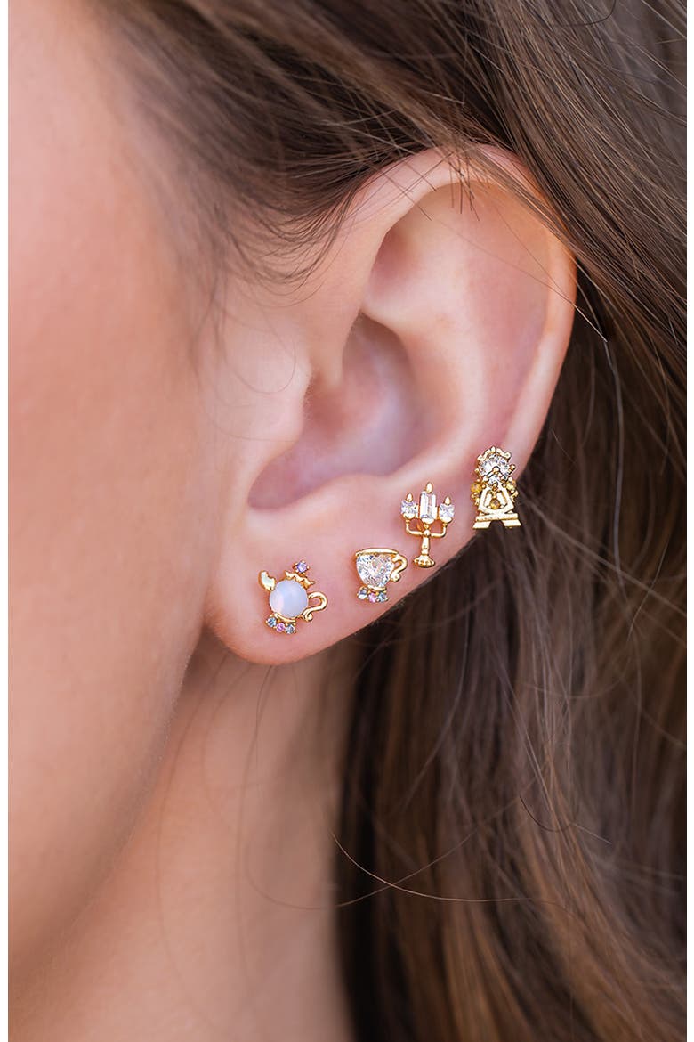 Disney Be Our Guest Stud Earrings Set, Alternate, color, GOLD
