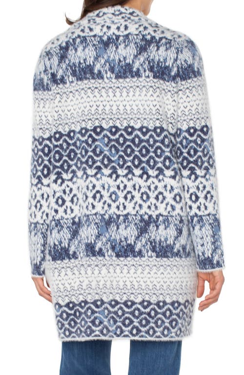 Liverpool Los Angeles Longline Open Front Jacquard Cardigan In Blue
