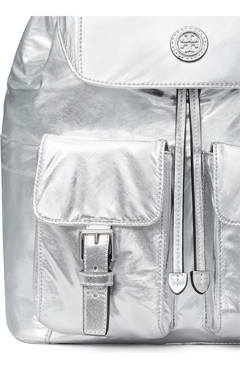 Tory Burch Virginia Metallic Nylon Backpack, Alternate, color,